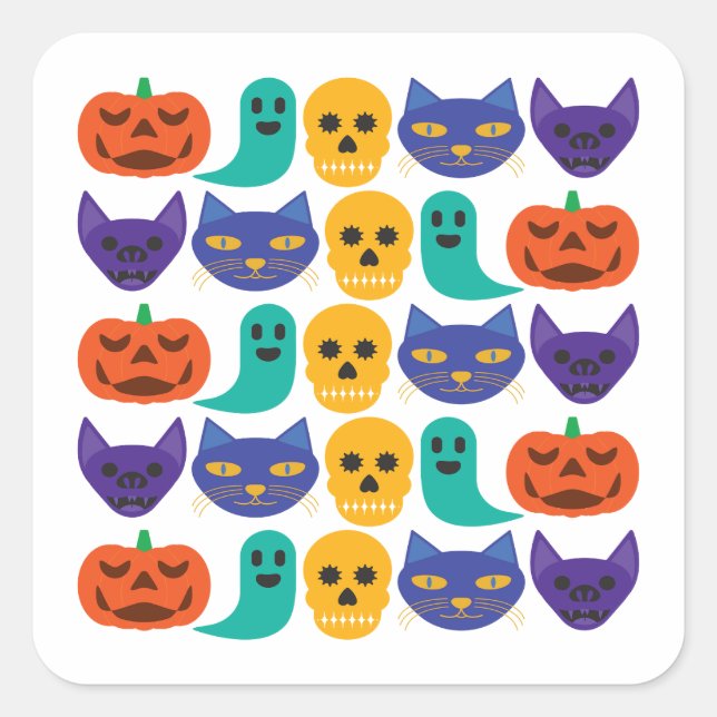 Quadrado Adesivo de Padrão de Halloween (Frente)