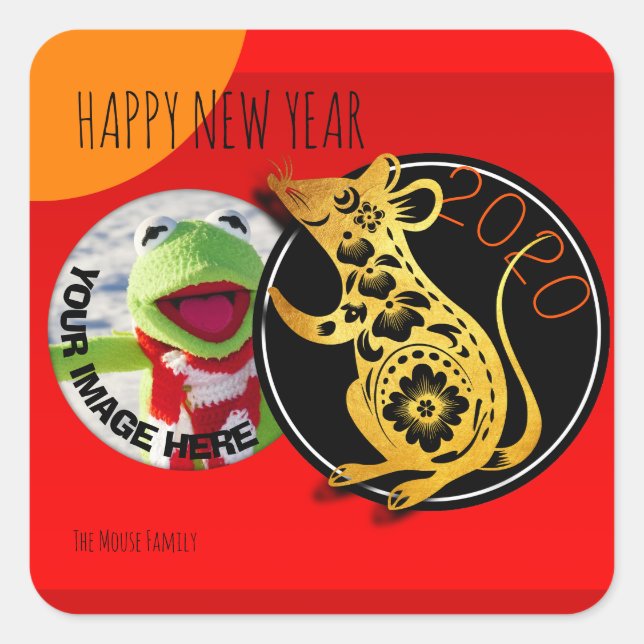 Quadrado Adesivo de papel 2020 S, cortado em forma de rato  (Frente)