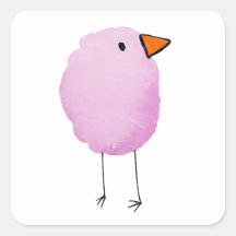 Adesivo de Pássaro Rosa em Aquarela Fofa