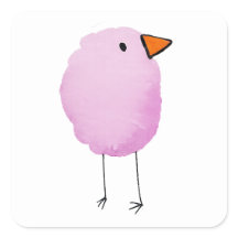 Adesivo de Pássaro Rosa em Aquarela Fofa