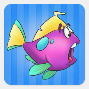 Quadrado Adesivo de peixe de desenho animado
