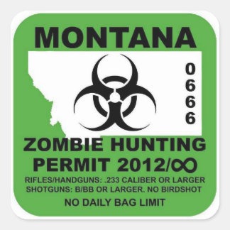 Quadrado Adesivo de permissão de zombie Montana