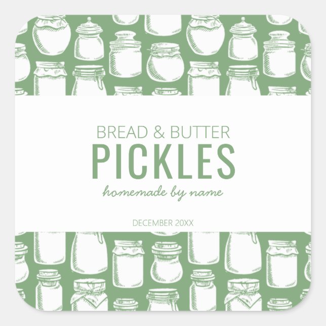 Quadrado Adesivo de Picles Caseiros (Frente)
