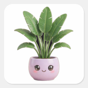 Quadrado Adesivo de Planta Interna Kawaii Ave do Paraíso