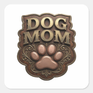 Quadrado Adesivo de presente de DOG MOM dourado da moda