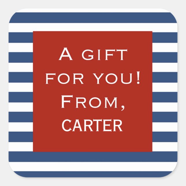 Quadrado Adesivo de presente personalizado com estrutura ve (Frente)