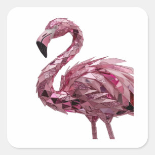 Quadrado Adesivo de presente personalizado rosa FLAMINGO