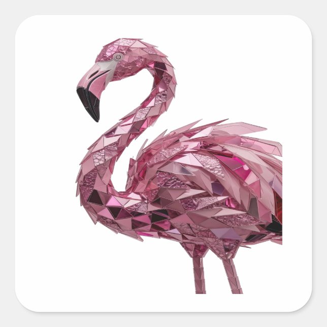 Quadrado Adesivo de presente personalizado rosa FLAMINGO (Frente)