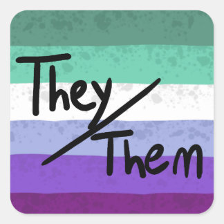 Quadrado adesivo de pronomes mlm gay they/them