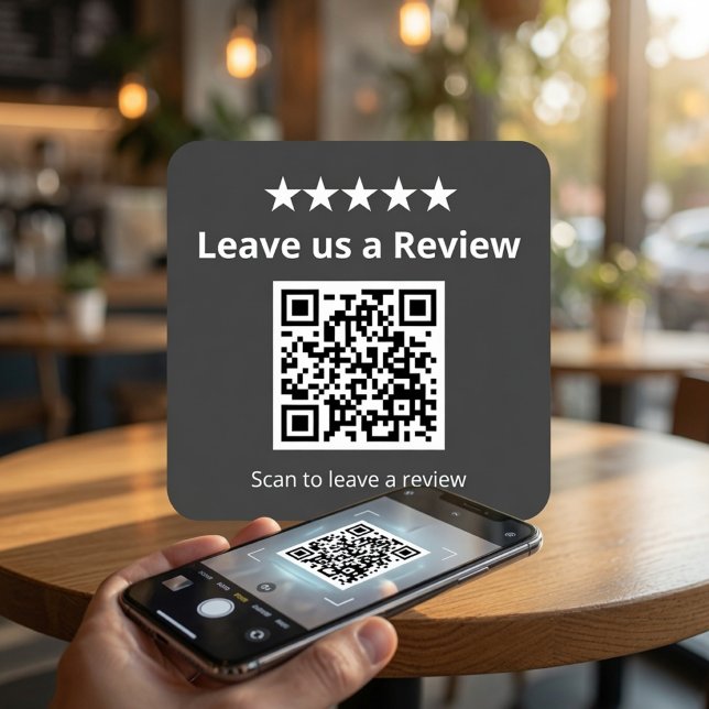 Quadrado Adesivo de QR Code para Avaliações Personalizado  (Criador carregado)