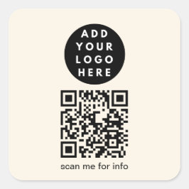 Quadrado Adesivo de QR Code Personalizável para Negócios de