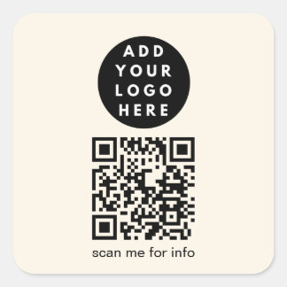 Quadrado Adesivo de QR Code Personalizável para Negócios de