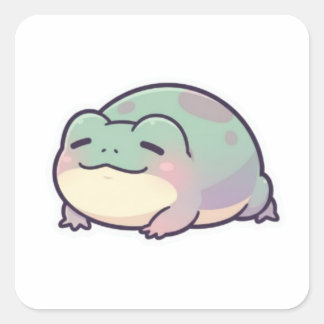 Quadrado Adesivo de Rã Sonolenta Cute Rã Cansada Meme Estét