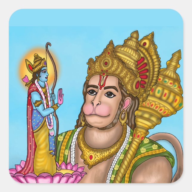 Quadrado Adesivo de Ram e Hanuman (Frente)