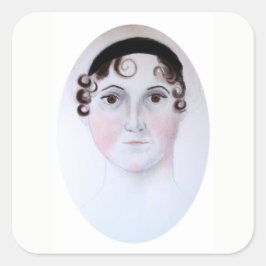 Quadrado adesivo de retrato em aquarela de Jane Austen
