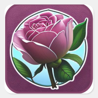 Quadrado Adesivo de Rosa Rosa Elegante para Presentes, Note