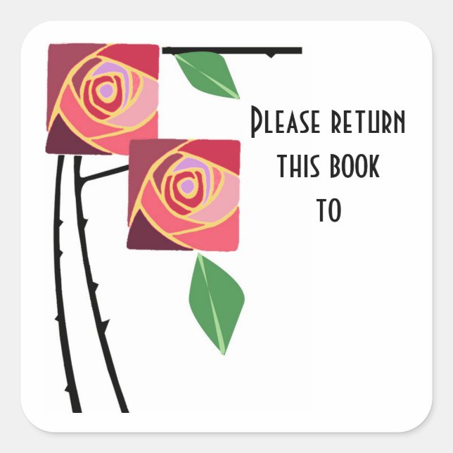 Quadrado Adesivo de rosas Art nouveau (Frente)