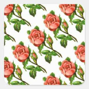 Quadrado Adesivo de Rosas Inglesas de Flores Cor-de-Rosa