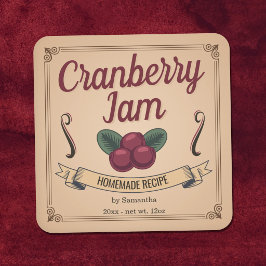 Quadrado Adesivo de rótulo de jarra de geléia de cranberry 
