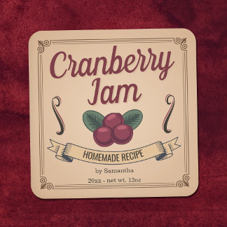 Quadrado Adesivo de rótulo de jarra de geléia de cranberry