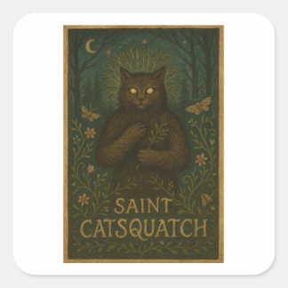 Quadrado Adesivo de São Catsquatch da Floresta WV Críptido