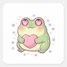 Adesivo de Sapo de Amor Fofo Romântico Coração Kaw