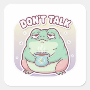 Quadrado Adesivo de Sapo Não Fale Sapo Fofo Irritado Café M
