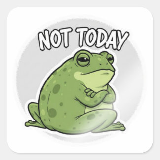 Quadrado Adesivo de Sapo Não Hoje Lindo Sapo Irritado Meme 