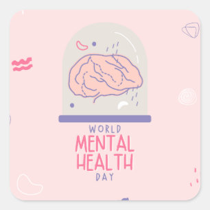 Quadrado Adesivo de Saúde Mental Limpa você é suficiente