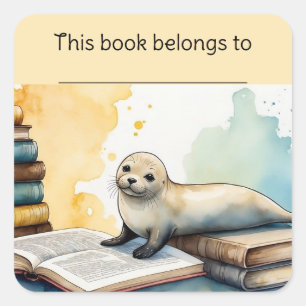 Quadrado Adesivo de selagem e livros editáveis