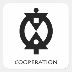 Quadrado adesivo de símbolos Adinkra cooperativo