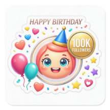 Adesivo de sorriso de aniversário de 100 mil segui