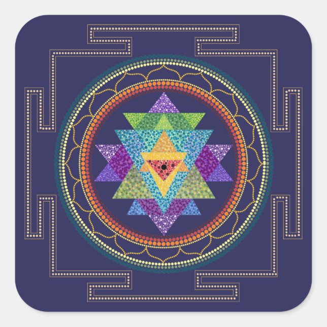 Quadrado Adesivo de Sri Yantra (Frente)