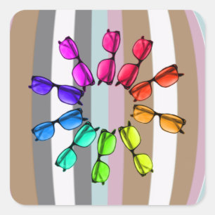 Quadrado Adesivo de tiras e óculos