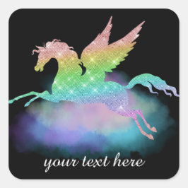 Quadrado Adesivo de unicórnio arco-íris de fantasia persona