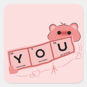 Quadrado Adesivo de Urso Fofo Apaixonado