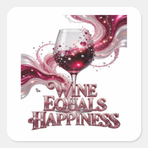 Quadrado Adesivo de Vinho Prata Personalizado IGUAL FELICID