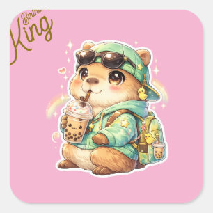 Quadrado Adesivo de Vinil de Chá Bubble Capivara Anime Kawa