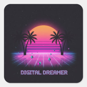 Quadrado Adesivo de Vinil Estilo Holográfico Digital Dreame