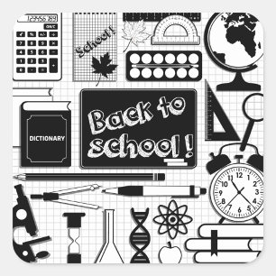 Quadrado Adesivo de Volta às Aulas