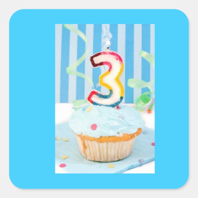 Quadrado Adesivo decorativo superior - Cupcake azul 3 (Frente)