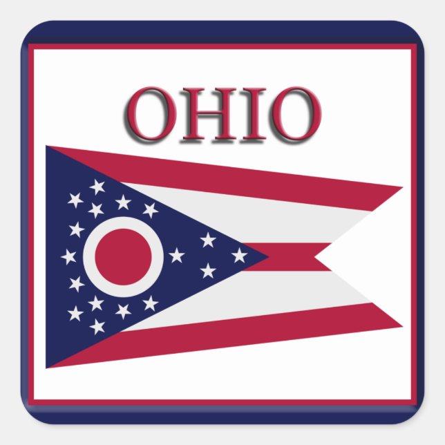 Quadrado Adesivo Design do Sinalizador do Estado de Ohio (Frente)