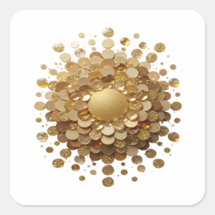 Quadrado Adesivo Design Esfera Dourada Sharp Gold