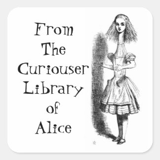 Quadrado Adesivo do Bookplate de Alice Curiouser