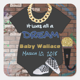 Quadrado Adesivo do Chá de fraldas Hip Hop BOY dos anos 90