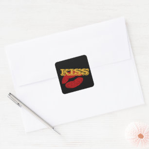 Quadrado Adesivo do KISS, Lábios Vermelhos - Amor / Festa p