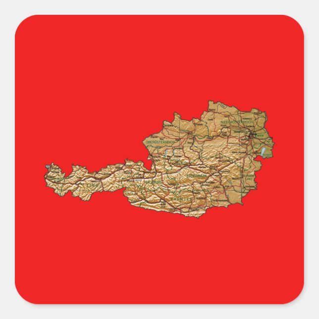 Quadrado Adesivo do mapa austríaco (Frente)