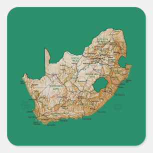 Quadrado Adesivo do Mapa da África do Sul