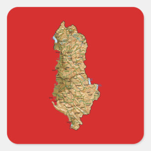 Quadrado Adesivo do Mapa da Albânia