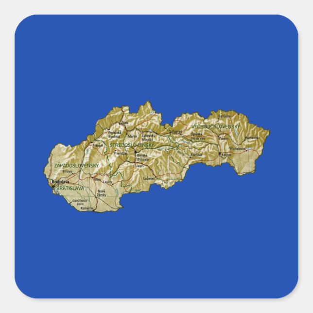 Quadrado Adesivo do Mapa da Eslováquia (Frente)